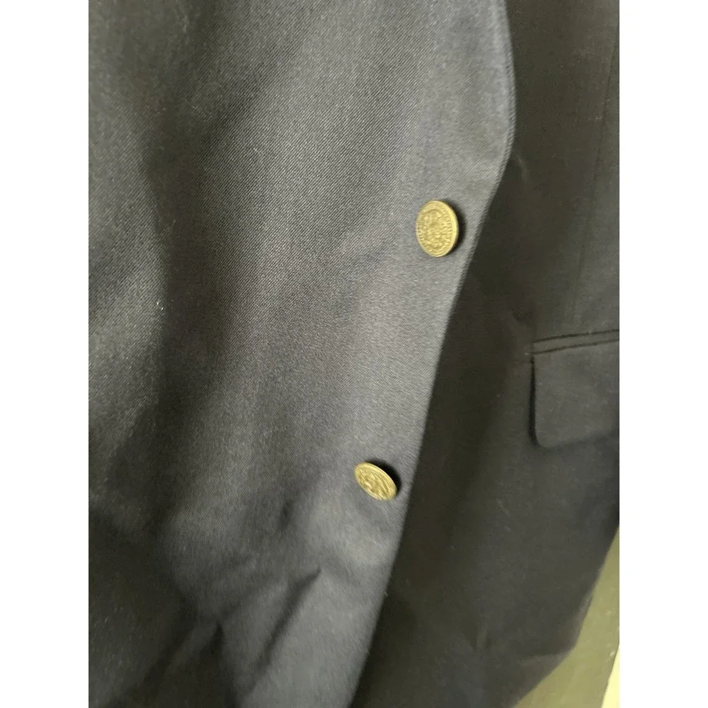 Vtg Oscar DeLa Renta Blazer 46 L Navy Preppy Wool Sport Coat 2 Crest Buttons